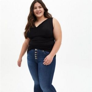 Torrid 2x black studio cowl neck tank with cinched sides blouse